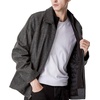 image:imageDockers Mens Wool Blend ZipUp Jacket with Quilted BibCharcoal Herringbone