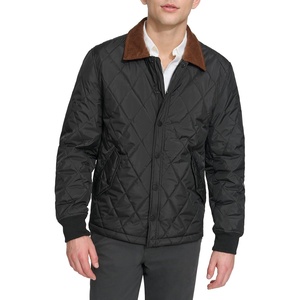 image:imageDOCKERS Mens Diamond Quilted Jacket With Corduroy CollarBlack