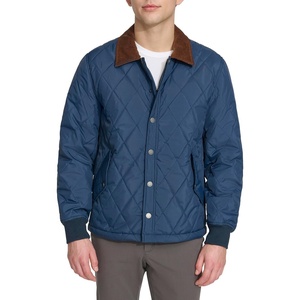 image:imageDOCKERS Mens Diamond Quilted Jacket With Corduroy CollarNavy