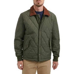 image:imageDOCKERS Mens Diamond Quilted Jacket With Corduroy CollarOlive