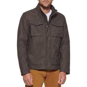 image:imageDOCKERS Mens Faux Leather Military JacketDark Brown