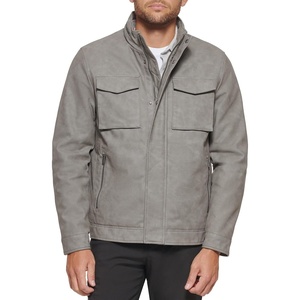 image:imageDOCKERS Mens Faux Leather Military JacketLight Grey