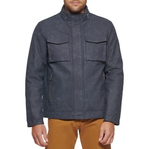 image:imageDOCKERS Mens Faux Leather Military JacketNavy