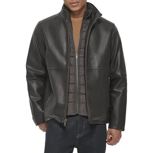 image:imageDOCKERS Mens The Dylan Faux Leather Racer JacketDark Brown With Bib