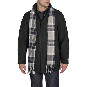 image:imageDOCKERS Mens Wool Melton Two Pocket Full Length Duffle CoatBlackScarf