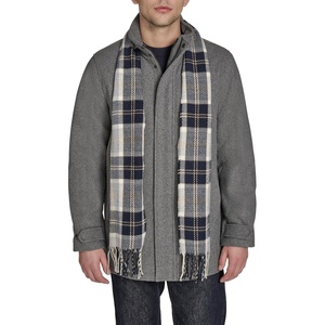 image:imageDOCKERS Mens Wool Melton Two Pocket Full Length Duffle CoatLight GreyScarf