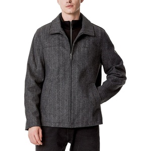 image:imageDockers Mens Wool Blend ZipUp Jacket with Quilted BibCharcoal Herringbone