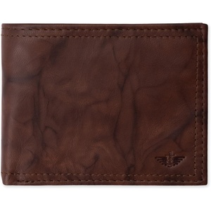 image:imageDockers Mens Bifold Leather Wallet  Thin Slimfold RFID Blocking Security Smart Extra CapacityBrown Crunch