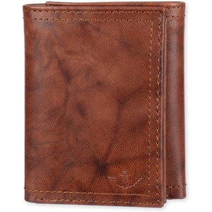 image:imageDockers Mens Extra Capacity Slim Profile Trifold Wallet with Multiple Card Slots and ID WindowBrown Zip