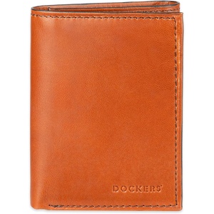 image:imageDockers Mens Extra Capacity Slim Profile Trifold Wallet with Multiple Card Slots and ID WindowTan Xcap