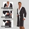 image:imageDOCKERS Mens Bath Robe for Men Plush Sherpa Shower Robe with PocketsBlack
