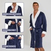 image:imageDOCKERS Mens Bath Robe for Men Plush Sherpa Shower Robe with PocketsNavy