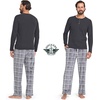 image:imageDOCKERS Mens Pajama Sets Plaid PJ Lounge Set Long Sleeve Shirt and PantsBlackGrey