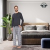 image:imageDOCKERS Mens Pajama Sets Plaid PJ Lounge Set Long Sleeve Shirt and PantsBlackGrey