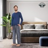 image:imageDOCKERS Mens Pajama Sets Plaid PJ Lounge Set Long Sleeve Shirt and PantsNavyBlk