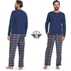 image:imageDOCKERS Mens Pajama Sets Plaid PJ Lounge Set Long Sleeve Shirt and PantsNavyBlk