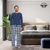 image:imageDOCKERS Mens Pajama Sets Plaid PJ Lounge Set Long Sleeve Shirt and PantsNavyCream