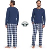 image:imageDOCKERS Mens Pajama Sets Plaid PJ Lounge Set Long Sleeve Shirt and PantsNavyCream