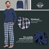 image:imageDOCKERS Mens Pajama Sets Plaid PJ Lounge Set Long Sleeve Shirt and PantsNavyCream