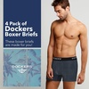 image:imageDOCKERS Mens Stretch Boxer Brief Underwear Stretch Cotton Underwear 4 PackNavy  Navy Heather  Charcoal Heather  Heather Grey