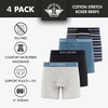 image:imageDOCKERS Mens Stretch Boxer Brief Underwear Stretch Cotton Underwear 4 PackStripe 3  Navy  Ocean View  Heather Grey