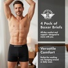 image:imageDOCKERS Mens Stretch Boxer Brief Underwear Stretch Cotton Underwear 4 PackStripe 3  Navy  Ocean View  Heather Grey