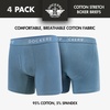 image:imageDOCKERS Mens Stretch Boxer Brief Underwear Stretch Cotton Underwear 4 PackStripe 3  Navy  Ocean View  Heather Grey