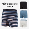 image:imageDOCKERS Mens Stretch Boxer Brief Underwear Stretch Cotton Underwear 4 PackStripe 3  Navy  Ocean View  Heather Grey