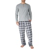 image:imageDOCKERS Mens Pajama Sets Plaid PJ Lounge Set Long Sleeve Shirt and PantsDark Grey