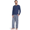 image:imageDOCKERS Mens Pajama Sets Plaid PJ Lounge Set Long Sleeve Shirt and PantsNavyCream