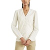 image:imageDockers Womens Classic Fit Long Sleeve VNeck ShirtShara Khaki  Grove Print Poplin