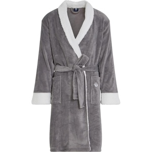 image:imageDOCKERS Mens Bath Robe for Men Plush Sherpa Shower Robe with PocketsGrey