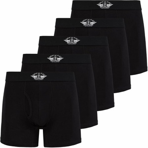 image:imageDOCKERS Mens Boxer Briefs Breathable Cotton Underwear for Men Pack of 5Black  Black  Black  Blackblack