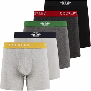 image:imageDOCKERS Mens Boxer Briefs Breathable Cotton Underwear for Men Pack of 5Black  Heather Charcoal  B25 Heather Grey  B10 Heather Grey  High Rise