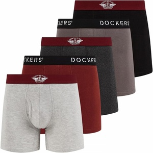 image:imageDOCKERS Mens Boxer Briefs Breathable Cotton Underwear for Men Pack of 5Black  Spiced Apple  Heather Charcoal  Castlerock  B10 Heather Grey