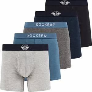 image:imageDOCKERS Mens Boxer Briefs Breathable Cotton Underwear for Men Pack of 5Dockers Navy  Oceanview  Heather Navy  B25 Heather Grey  B10 Heather Grey