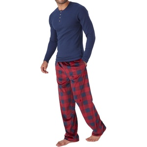 image:imageDOCKERS Mens Pajama Sets Plaid PJ Lounge Set Long Sleeve Shirt and PantsNavy