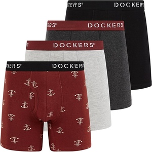 image:imageDOCKERS Mens Stretch Boxer Brief Underwear Stretch Cotton Underwear 4 PackAnchor 1  Black  Heather Navy  Heather Grey