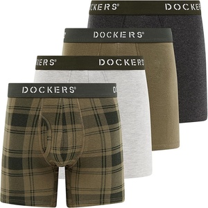 image:imageDOCKERS Mens Stretch Boxer Brief Underwear Stretch Cotton Underwear 4 PackPlaid 2  Camo  Heather Charcoal  Heather Grey