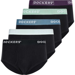 image:imageDOCKERS Mens Underwear Pack of 5 Mens Briefs Underwear for Men Soft CottonBlack With Colored Band