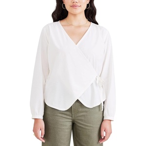 image:imageDOCKERS Womens Regular Fit Long Sleeve Flowy Blouse ShirtAva Egret White Poplin