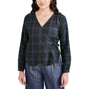 image:imageDOCKERS Womens Regular Fit Long Sleeve Flowy Blouse ShirtNavy Blazer  Monclair Plaid Twill