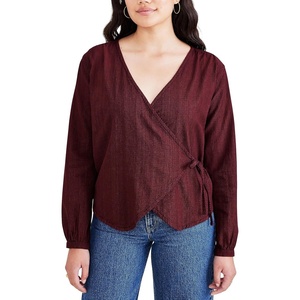 image:imageDOCKERS Womens Regular Fit Long Sleeve Flowy Blouse ShirtTibetan Red  Chorus Gingham Twill