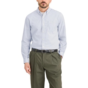 image:imageDockers Mens Classic Fit Long Sleeve Signature Iron Free Shirt with Stain DefenderFolkstone Gray Stripe