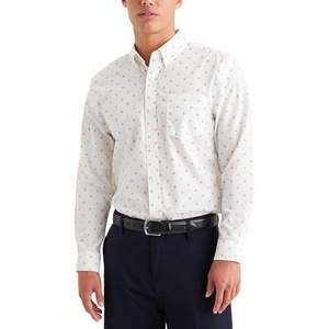 image:imageDockers Mens Classic Fit Long Sleeve Signature Iron Free Shirt with Stain DefenderLucent White Ferry Print