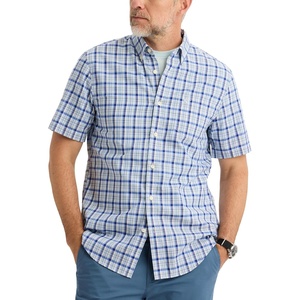 image:imageDockers Mens Dockers Mens Signature Shirt Short Sleeve Classic Fit with Stain DefenderWendell Vista Blue Plaid