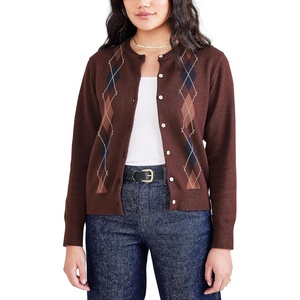 image:imageDockers Mens Regular Fit Long Sleeve Cardigan SweaterDecadent Chocolate Brown  Argyle