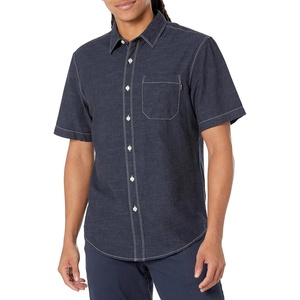 image:imageDockers Mens Regular Fit Short Sleeve Casual Shirt Standard and Big amp TallBlue Hillside