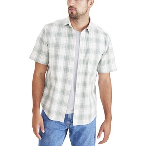 image:imageDockers Mens Regular Fit Short Sleeve Casual Shirt Standard and Big amp TallGreen Milieu Plaid