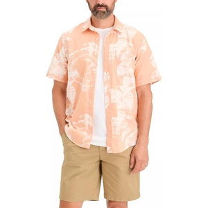 image:imageDockers Mens Regular Fit Short Sleeve Casual Shirt Standard and Big amp TallLaine Slub Peach Bloom Print